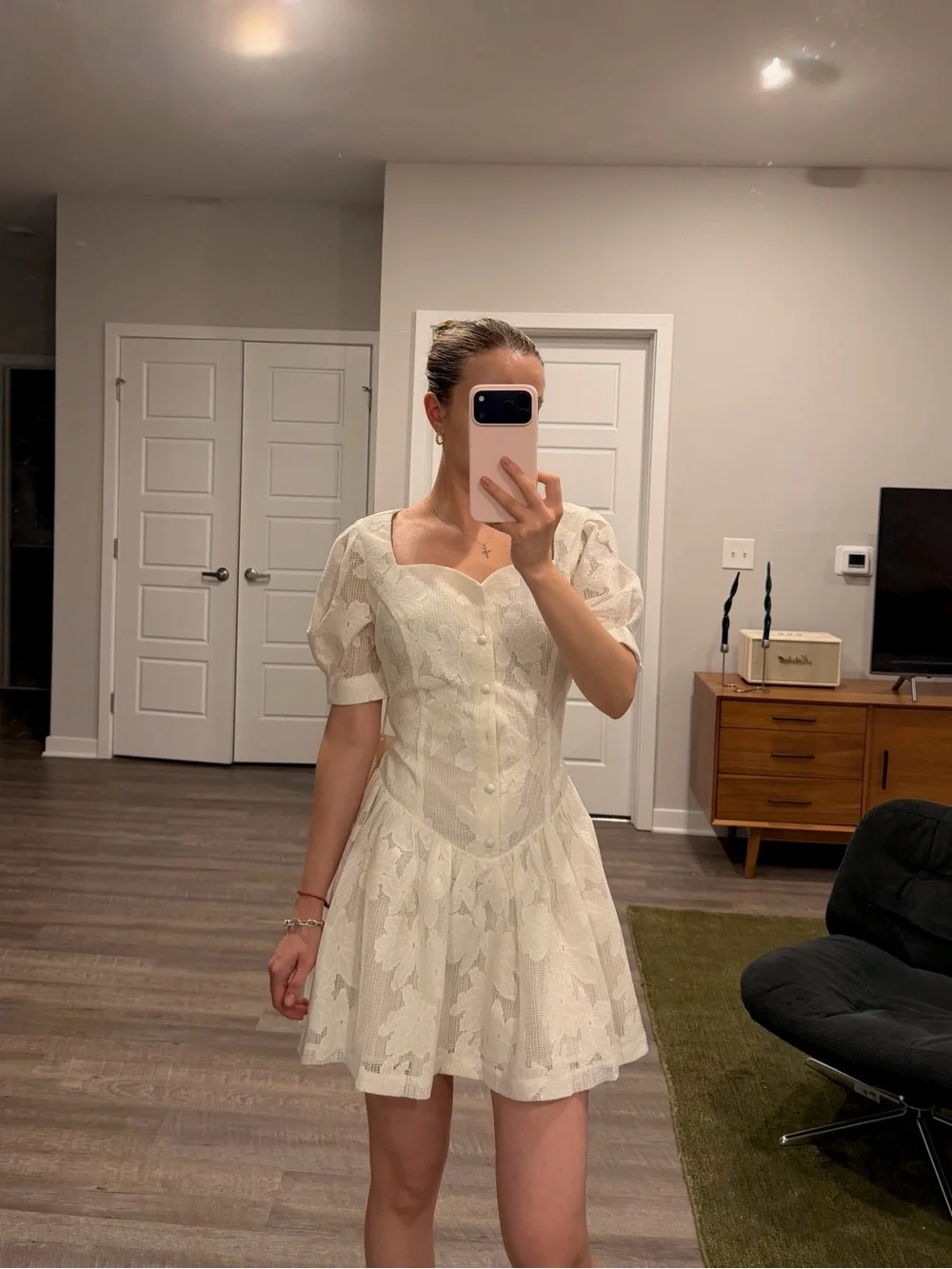 Arose Studio White Floral Lace Corset Mini Dress NWT Size Small Bridal Coquette